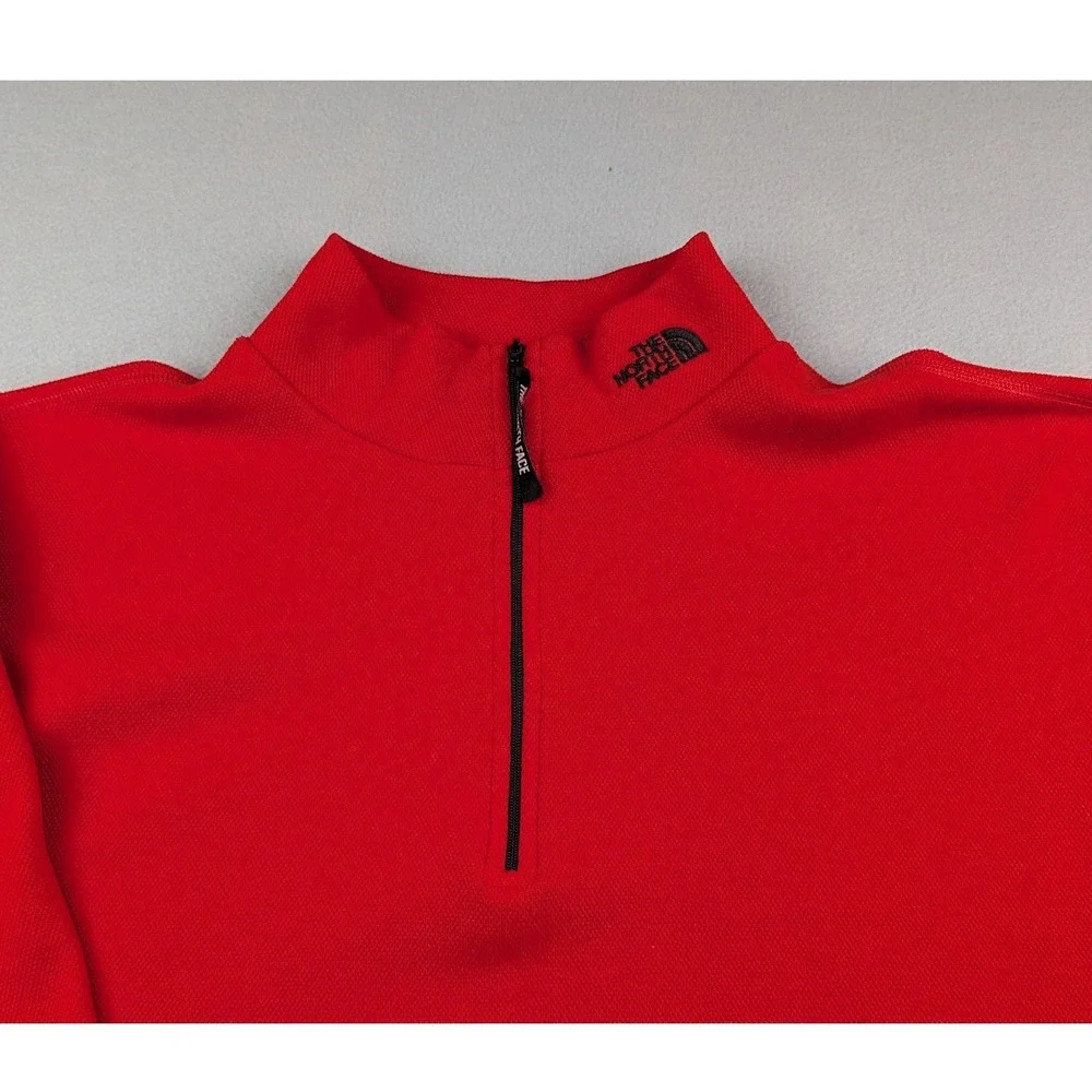 The‎ North Face Mens Red Quarter Zip Fleece Pullover Mock Neck Large Logo L/G